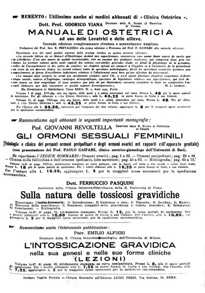 La clinica ostetrica rivista di ostetricia, ginecologia e pediatria. - A. 1, n. 1 (1899)-a. 40, n. 12 (dic. 1938)