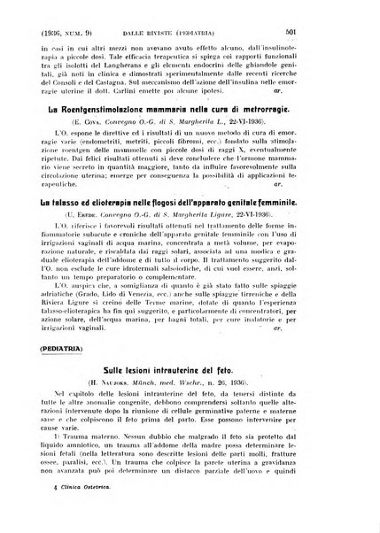 La clinica ostetrica rivista di ostetricia, ginecologia e pediatria. - A. 1, n. 1 (1899)-a. 40, n. 12 (dic. 1938)