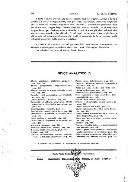 La clinica ostetrica rivista di ostetricia, ginecologia e pediatria. - A. 1, n. 1 (1899)-a. 40, n. 12 (dic. 1938)