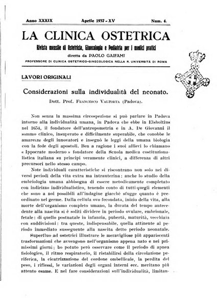 La clinica ostetrica rivista di ostetricia, ginecologia e pediatria. - A. 1, n. 1 (1899)-a. 40, n. 12 (dic. 1938)