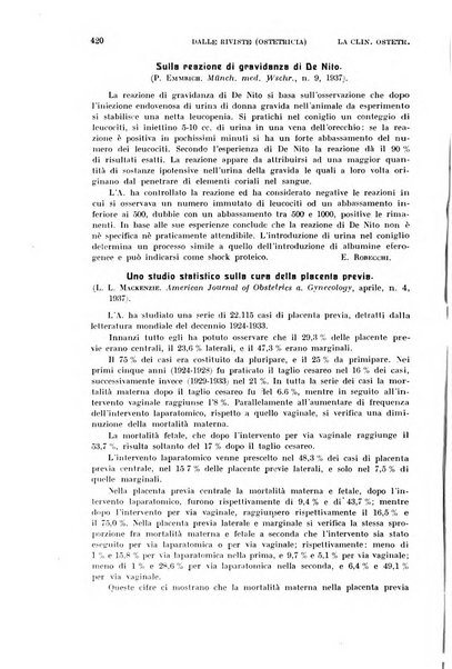 La clinica ostetrica rivista di ostetricia, ginecologia e pediatria. - A. 1, n. 1 (1899)-a. 40, n. 12 (dic. 1938)