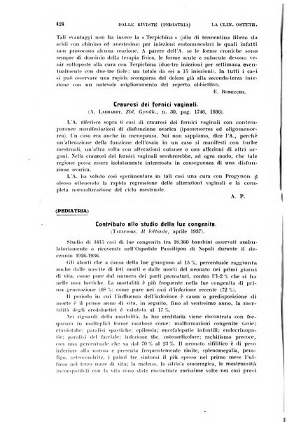 La clinica ostetrica rivista di ostetricia, ginecologia e pediatria. - A. 1, n. 1 (1899)-a. 40, n. 12 (dic. 1938)