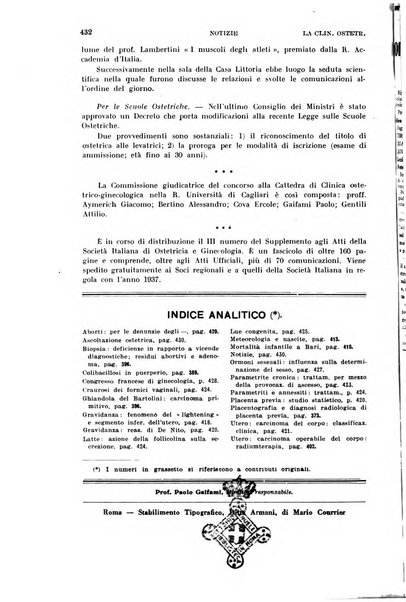 La clinica ostetrica rivista di ostetricia, ginecologia e pediatria. - A. 1, n. 1 (1899)-a. 40, n. 12 (dic. 1938)