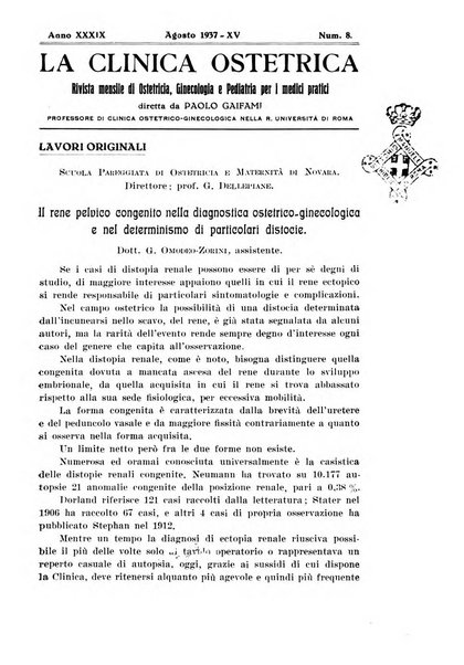 La clinica ostetrica rivista di ostetricia, ginecologia e pediatria. - A. 1, n. 1 (1899)-a. 40, n. 12 (dic. 1938)