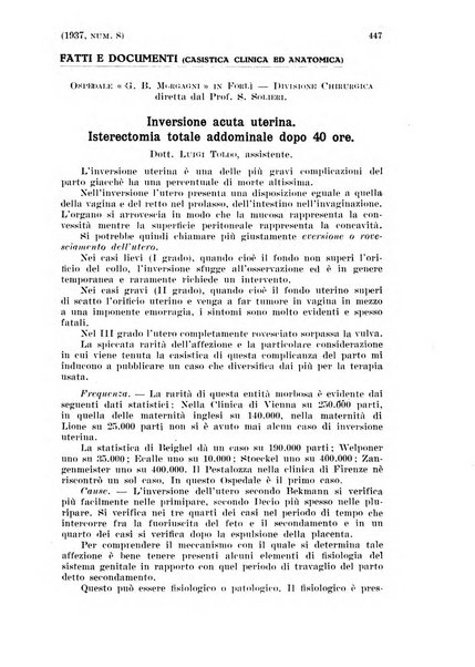 La clinica ostetrica rivista di ostetricia, ginecologia e pediatria. - A. 1, n. 1 (1899)-a. 40, n. 12 (dic. 1938)