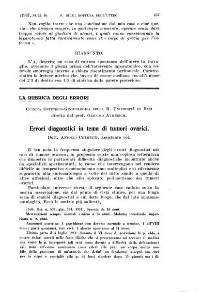 La clinica ostetrica rivista di ostetricia, ginecologia e pediatria. - A. 1, n. 1 (1899)-a. 40, n. 12 (dic. 1938)