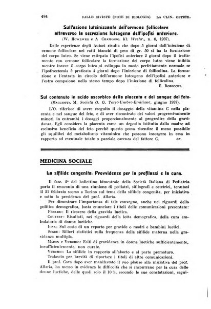 La clinica ostetrica rivista di ostetricia, ginecologia e pediatria. - A. 1, n. 1 (1899)-a. 40, n. 12 (dic. 1938)