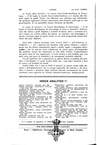 La clinica ostetrica rivista di ostetricia, ginecologia e pediatria. - A. 1, n. 1 (1899)-a. 40, n. 12 (dic. 1938)