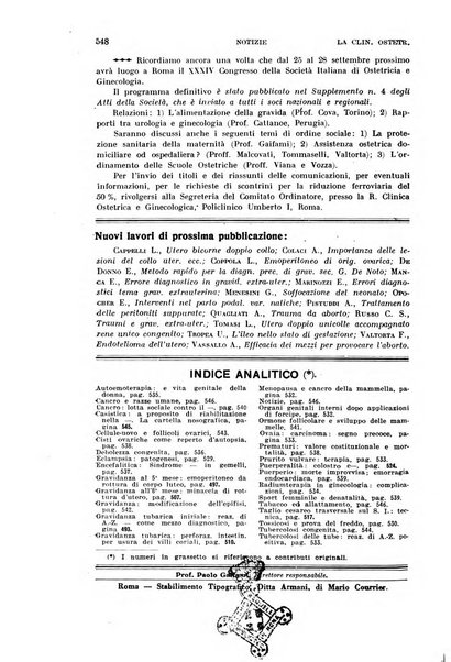 La clinica ostetrica rivista di ostetricia, ginecologia e pediatria. - A. 1, n. 1 (1899)-a. 40, n. 12 (dic. 1938)