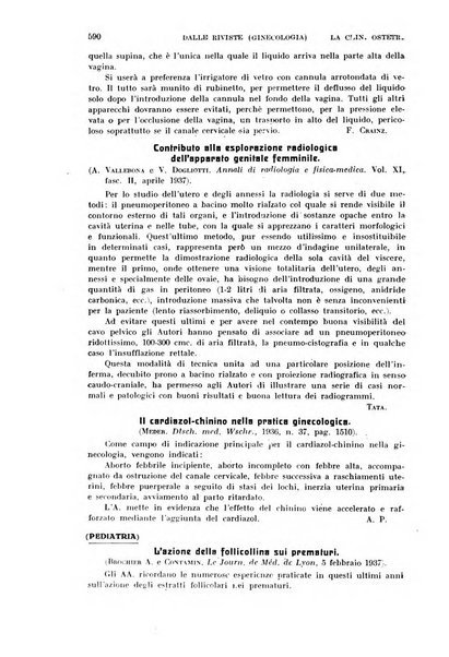 La clinica ostetrica rivista di ostetricia, ginecologia e pediatria. - A. 1, n. 1 (1899)-a. 40, n. 12 (dic. 1938)