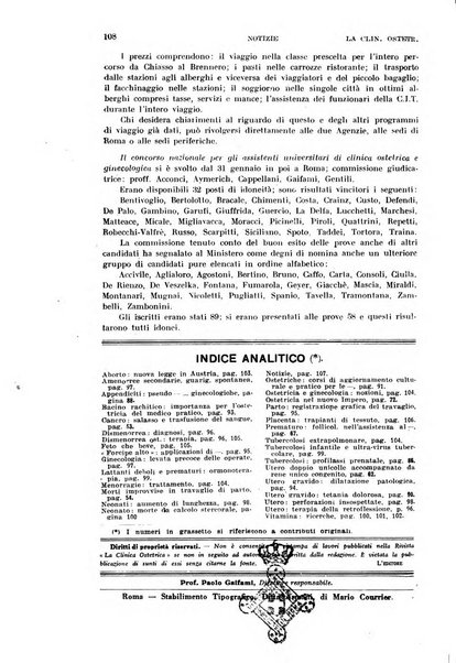 La clinica ostetrica rivista di ostetricia, ginecologia e pediatria. - A. 1, n. 1 (1899)-a. 40, n. 12 (dic. 1938)