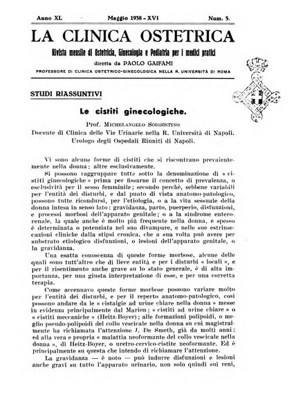 La clinica ostetrica rivista di ostetricia, ginecologia e pediatria. - A. 1, n. 1 (1899)-a. 40, n. 12 (dic. 1938)