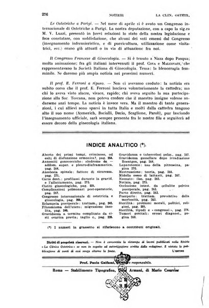 La clinica ostetrica rivista di ostetricia, ginecologia e pediatria. - A. 1, n. 1 (1899)-a. 40, n. 12 (dic. 1938)