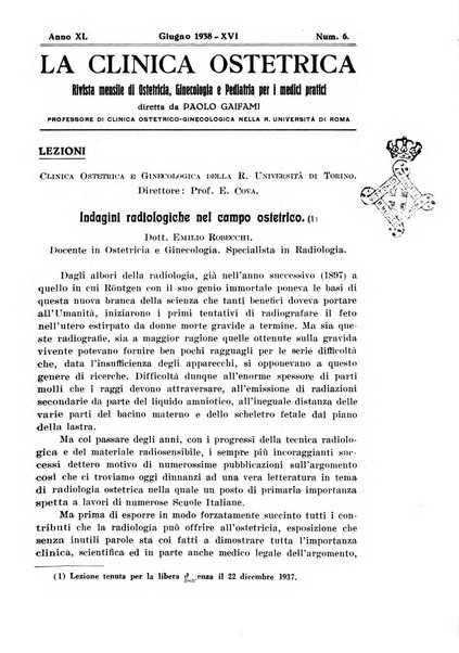 La clinica ostetrica rivista di ostetricia, ginecologia e pediatria. - A. 1, n. 1 (1899)-a. 40, n. 12 (dic. 1938)