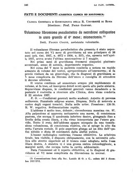 La clinica ostetrica rivista di ostetricia, ginecologia e pediatria. - A. 1, n. 1 (1899)-a. 40, n. 12 (dic. 1938)