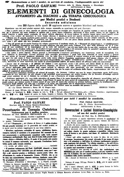 La clinica ostetrica rivista di ostetricia, ginecologia e pediatria. - A. 1, n. 1 (1899)-a. 40, n. 12 (dic. 1938)