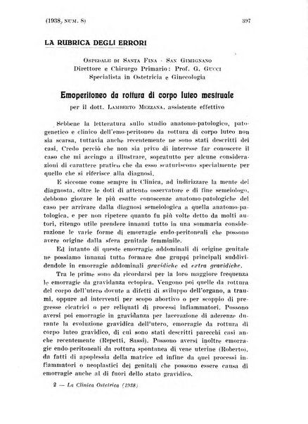 La clinica ostetrica rivista di ostetricia, ginecologia e pediatria. - A. 1, n. 1 (1899)-a. 40, n. 12 (dic. 1938)