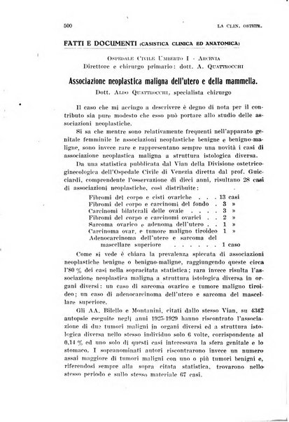 La clinica ostetrica rivista di ostetricia, ginecologia e pediatria. - A. 1, n. 1 (1899)-a. 40, n. 12 (dic. 1938)