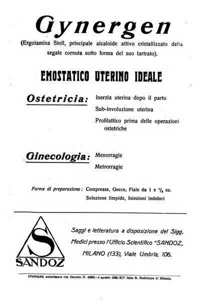 La clinica ostetrica rivista di ostetricia, ginecologia e pediatria. - A. 1, n. 1 (1899)-a. 40, n. 12 (dic. 1938)