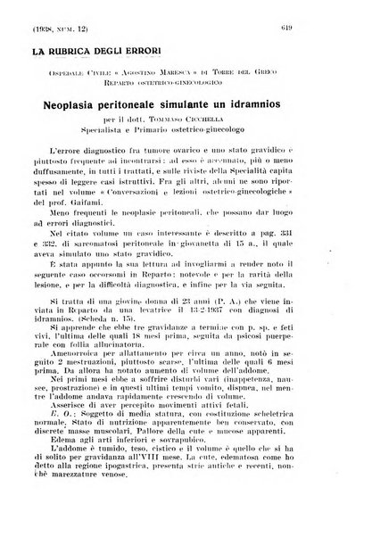 La clinica ostetrica rivista di ostetricia, ginecologia e pediatria. - A. 1, n. 1 (1899)-a. 40, n. 12 (dic. 1938)