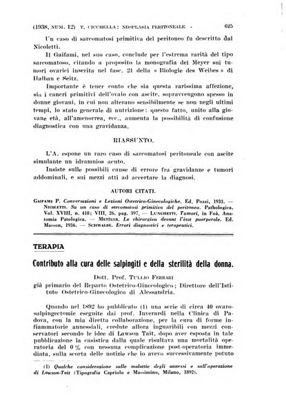 La clinica ostetrica rivista di ostetricia, ginecologia e pediatria. - A. 1, n. 1 (1899)-a. 40, n. 12 (dic. 1938)