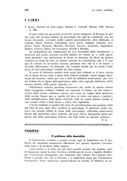 La clinica ostetrica rivista di ostetricia, ginecologia e pediatria. - A. 1, n. 1 (1899)-a. 40, n. 12 (dic. 1938)