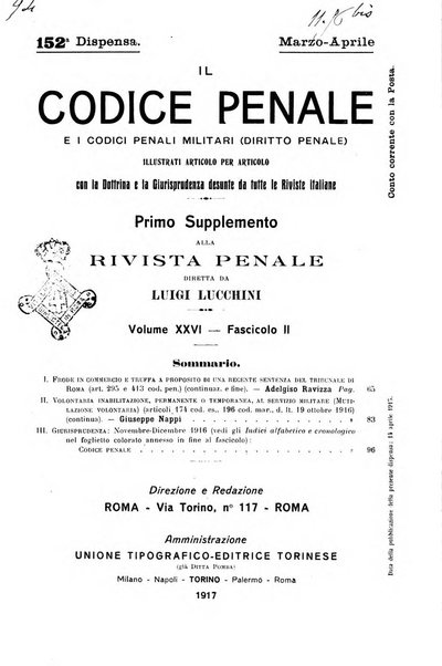 Il codice penale e i codici penali militari (diritto penale) illustrati articolo per articolo con la dottrina e la giurisprudenza desunte da tutte le riviste italiane