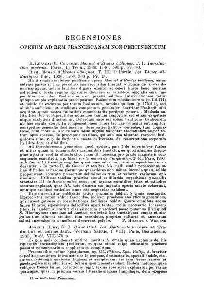 Collectanea franciscana periodicum trimestre PP. Collegii Assisiensis S. Laurentii a Brundusio Ord. min. cap. editum