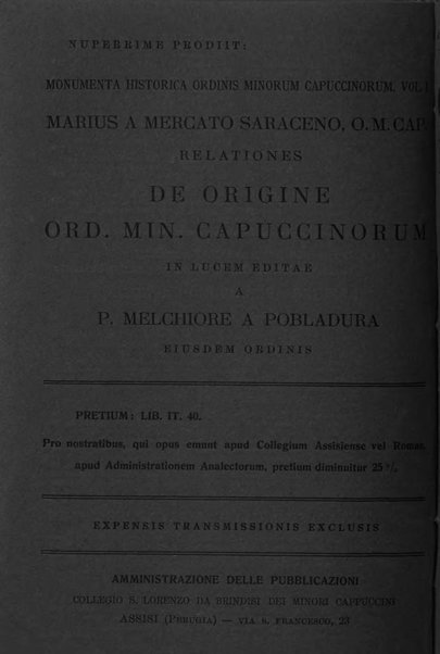 Collectanea franciscana periodicum trimestre PP. Collegii Assisiensis S. Laurentii a Brundusio Ord. min. cap. editum