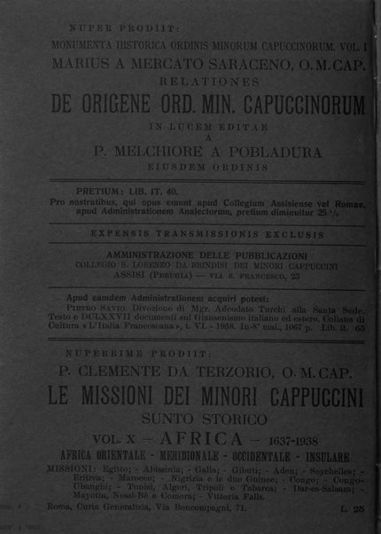 Collectanea franciscana periodicum trimestre PP. Collegii Assisiensis S. Laurentii a Brundusio Ord. min. cap. editum