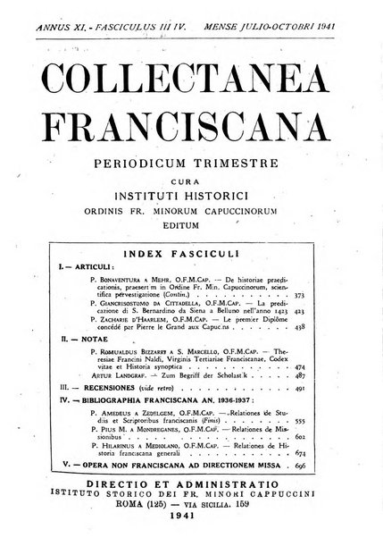 Collectanea franciscana periodicum trimestre PP. Collegii Assisiensis S. Laurentii a Brundusio Ord. min. cap. editum