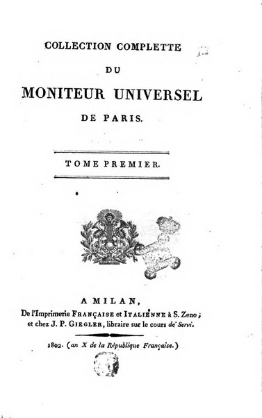 Collection complètte du Moniteur universel de Paris