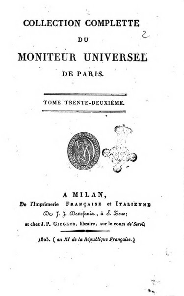 Collection complètte du Moniteur universel de Paris