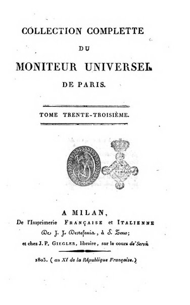 Collection complètte du Moniteur universel de Paris