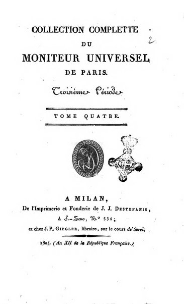 Collection complètte du Moniteur universel de Paris