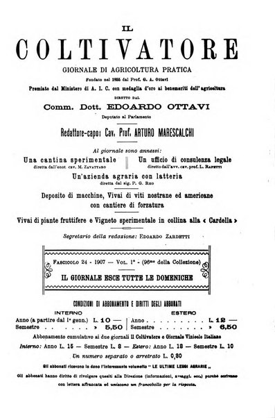 Il coltivatore giornale di agricoltura pratica