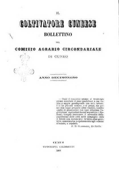 Il coltivatore cuneese bollettino del Comizio agrario circondariale di Cuneo