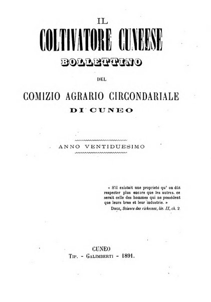 Il coltivatore cuneese bollettino del Comizio agrario circondariale di Cuneo