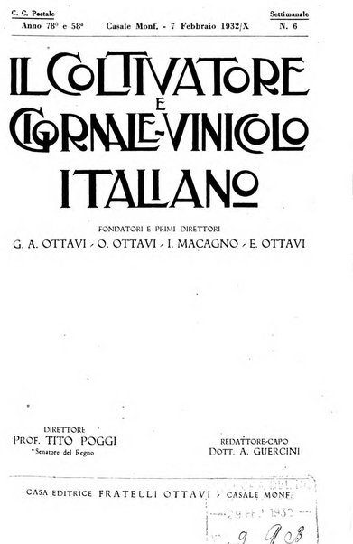 Il coltivatore e giornale vinicolo italiano