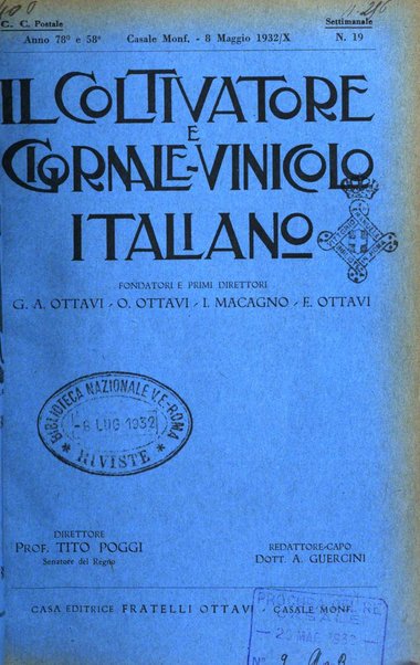 Il coltivatore e giornale vinicolo italiano