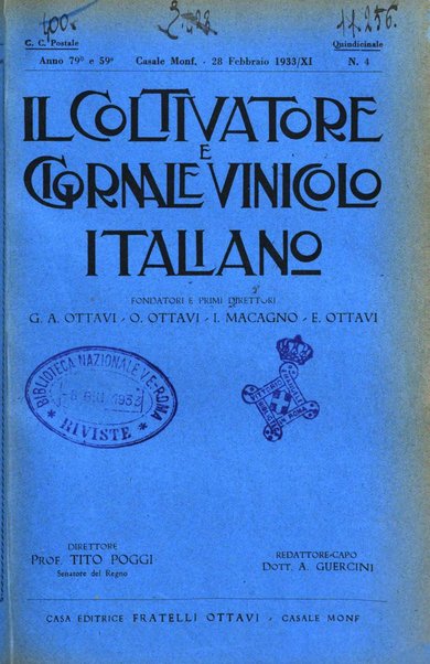 Il coltivatore e giornale vinicolo italiano