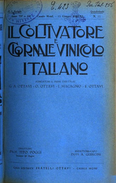 Il coltivatore e giornale vinicolo italiano