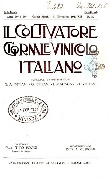 Il coltivatore e giornale vinicolo italiano