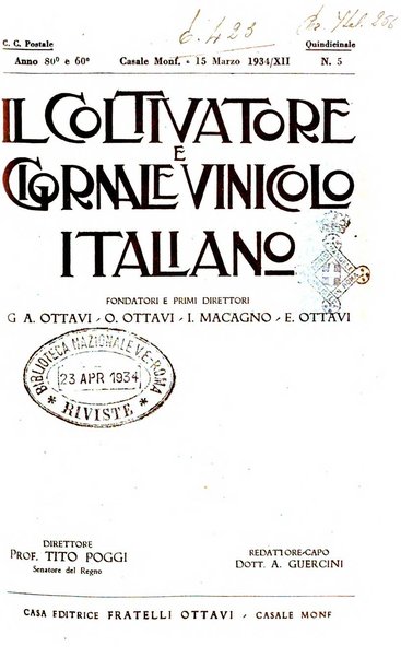 Il coltivatore e giornale vinicolo italiano