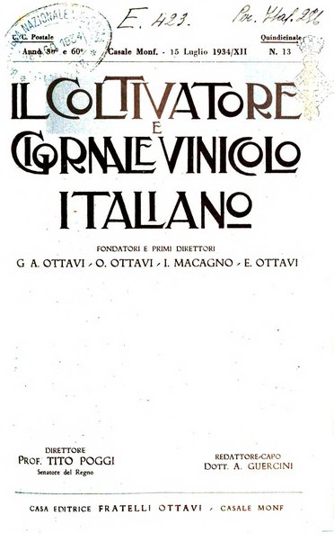 Il coltivatore e giornale vinicolo italiano