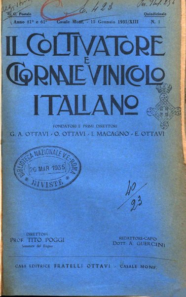 Il coltivatore e giornale vinicolo italiano