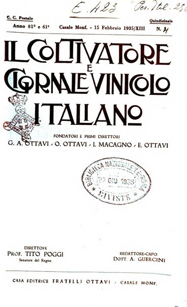 Il coltivatore e giornale vinicolo italiano