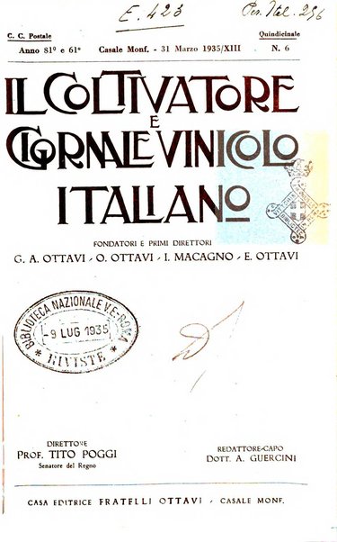 Il coltivatore e giornale vinicolo italiano