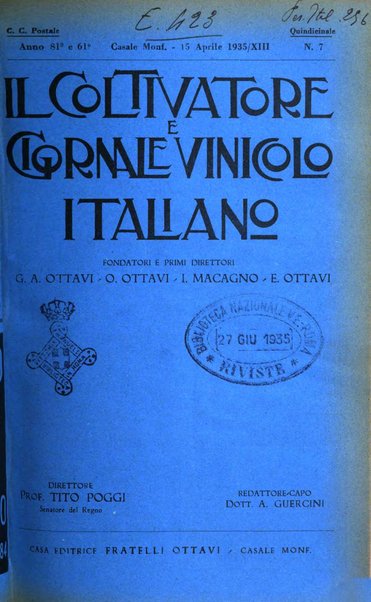 Il coltivatore e giornale vinicolo italiano