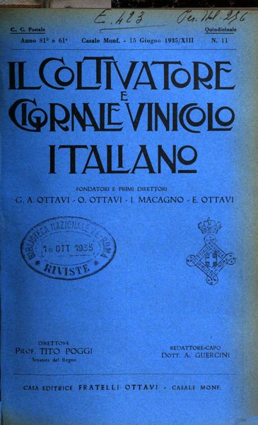 Il coltivatore e giornale vinicolo italiano